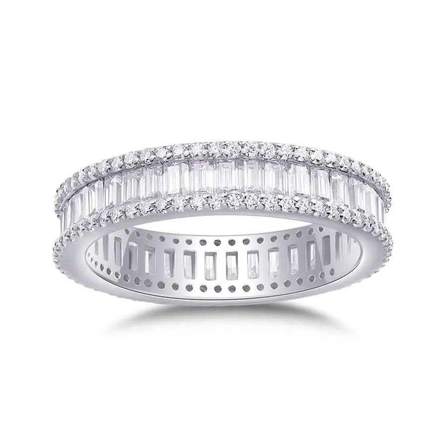 sterling silver jewelry - 925 Silver Rings SLM0101R-White-6 open view