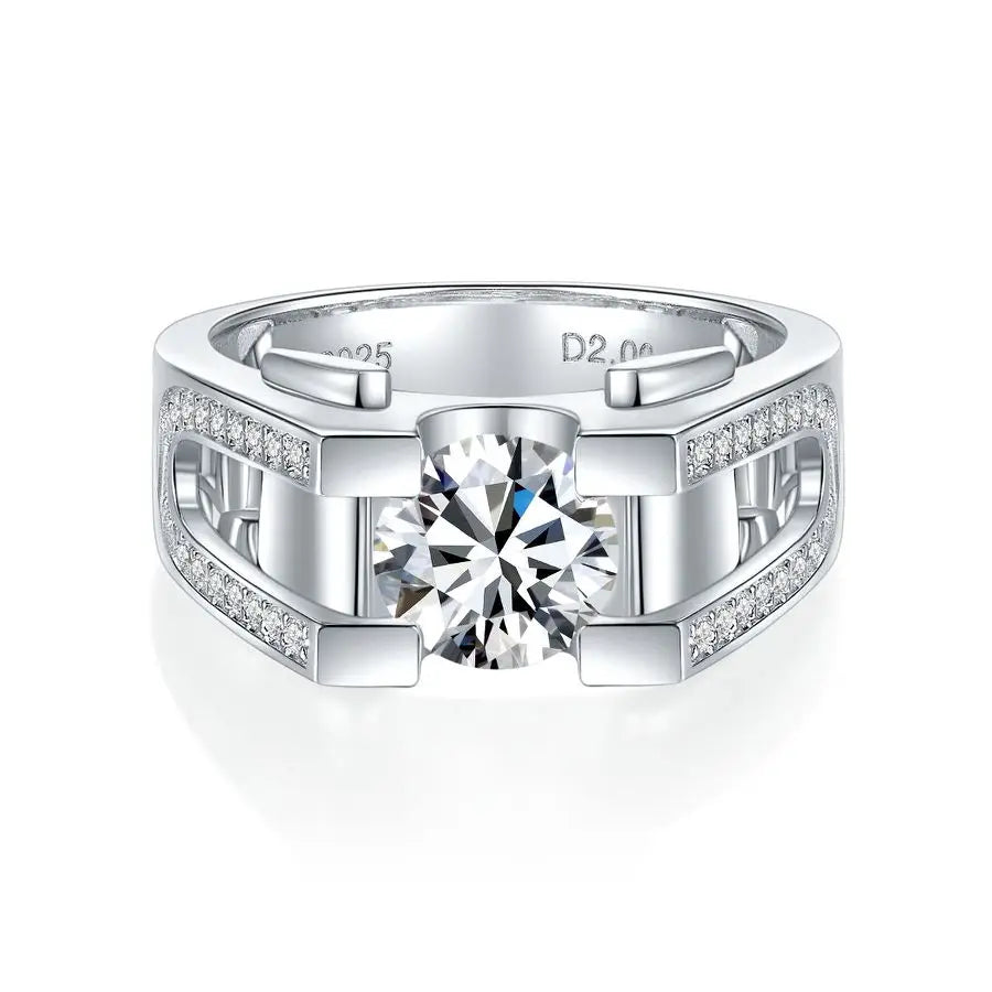 sterling silver jewelry - 925 Silver Ring SLM0058R-1CT-6 open view