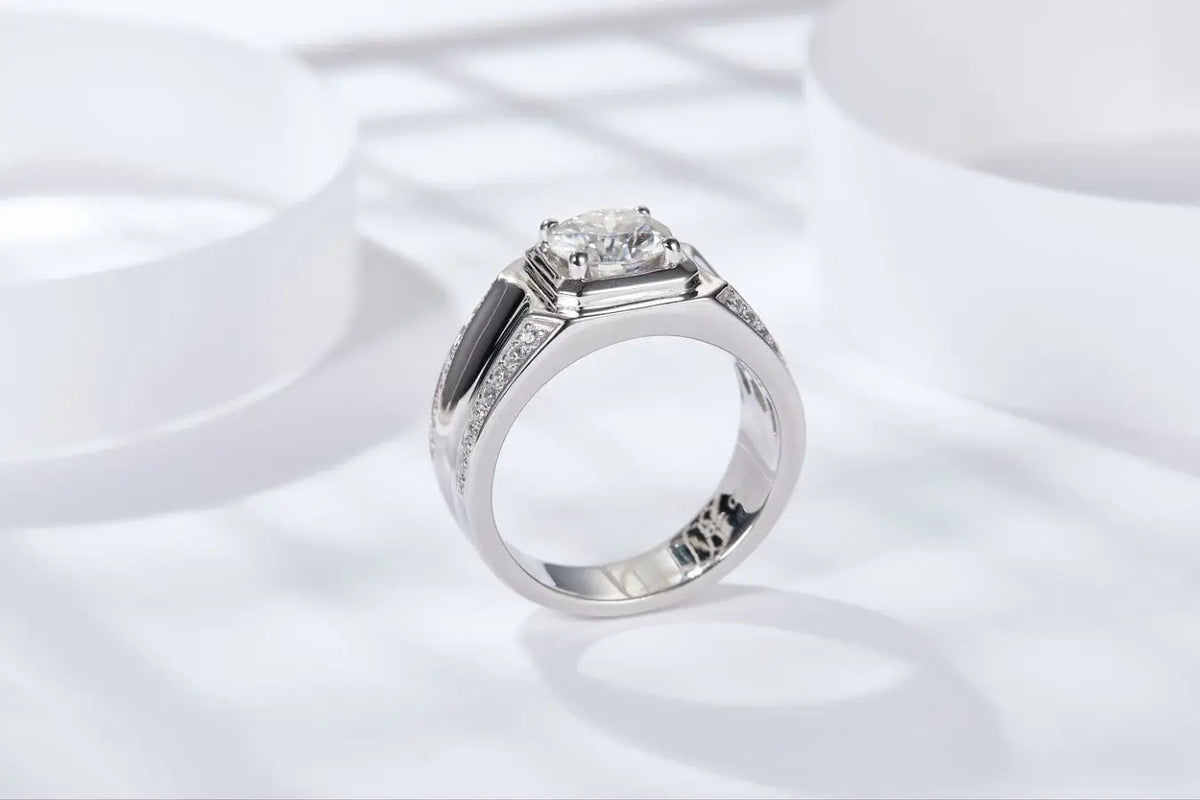 sterling silver jewelry - 925 Silver Ring SLM0063R-1CT-6 side view