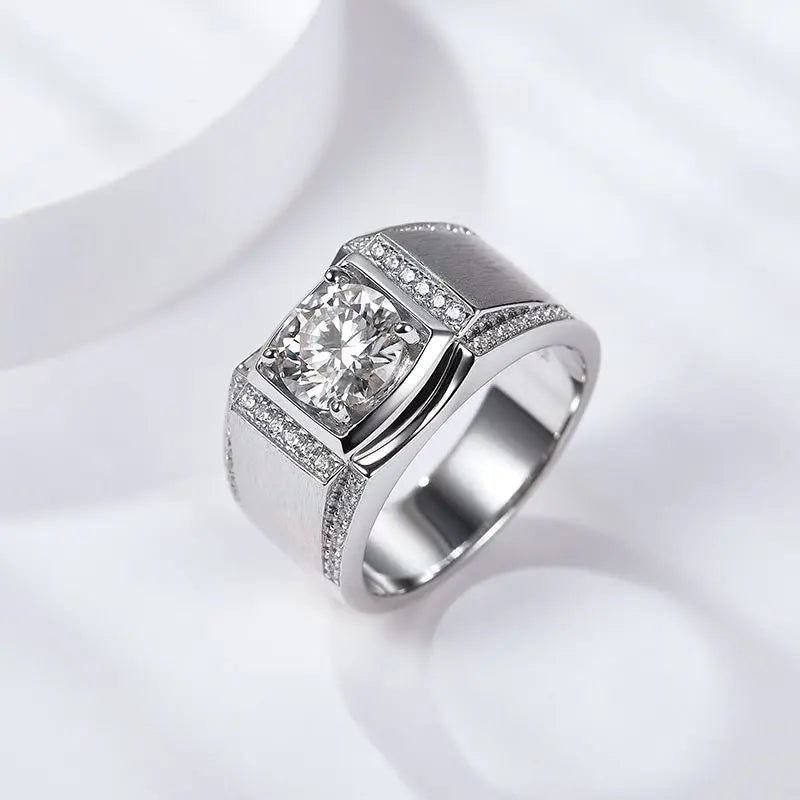 sterling silver jewelry - 925 Silver Gold Ring SLM0061R-1CT-6 detail view