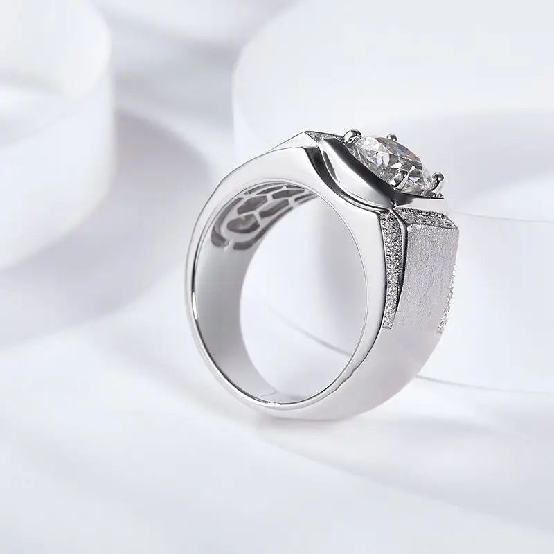 sterling silver jewelry - 925 Silver Gold Ring SLM0061R-1CT-6 side view