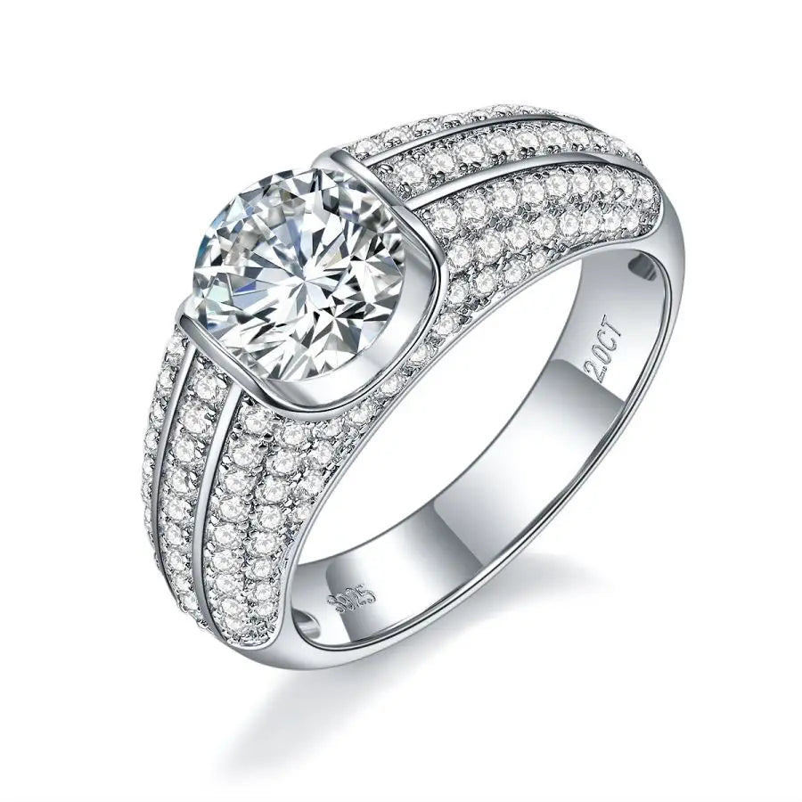 sterling silver jewelry - 925 Silver Ring SLM0059R-1CT-6 front view