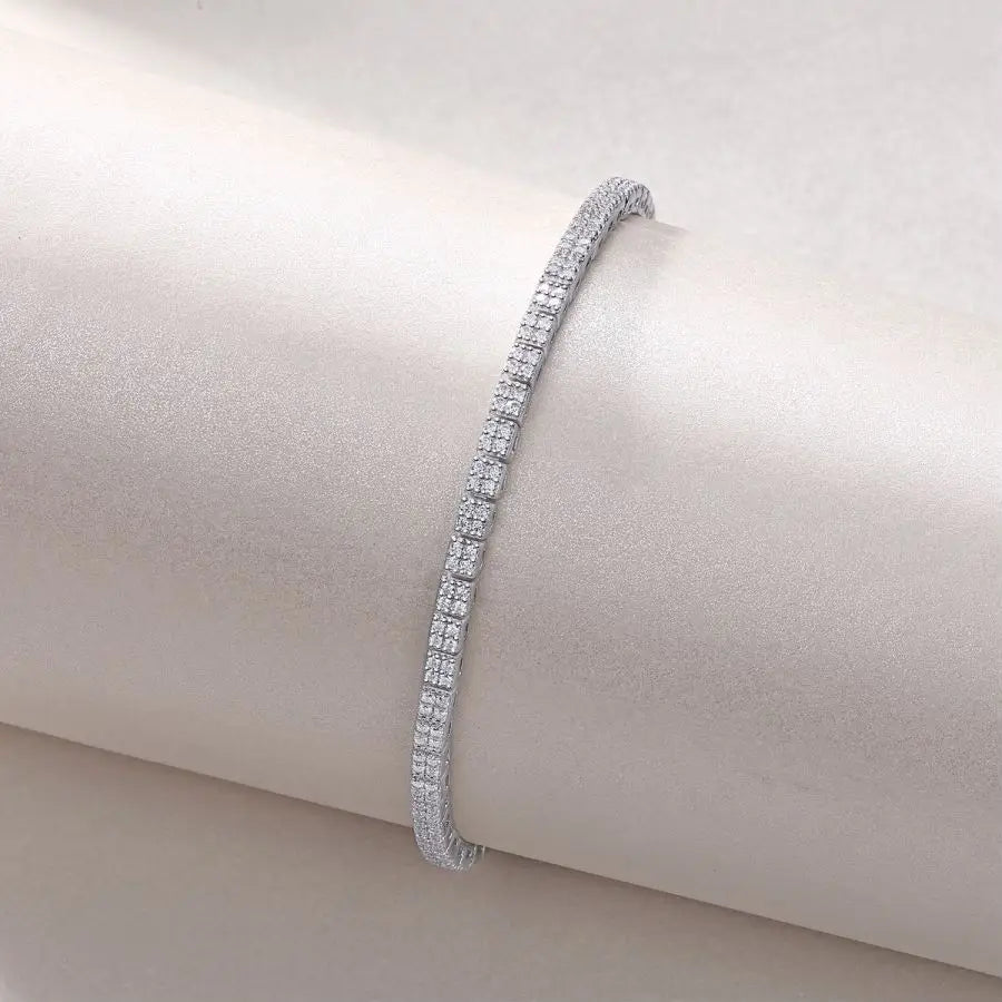 sterling silver jewelry - 925 Silver Bracelet SLM0023B-White-19cm detail view