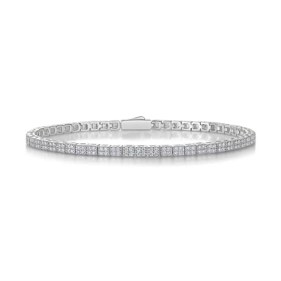 sterling silver jewelry - 925 Silver Bracelet SLM0023B-White-19cm front view