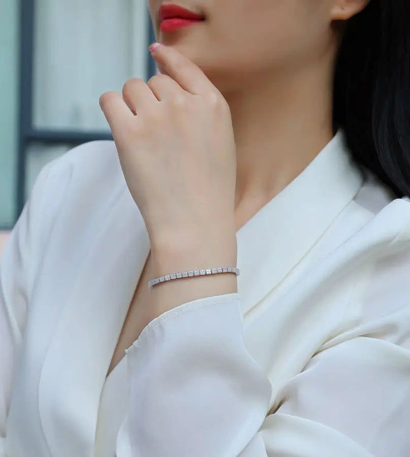 sterling silver jewelry - 925 Silver Bracelet SLM0023B-White-19cm product view 05
