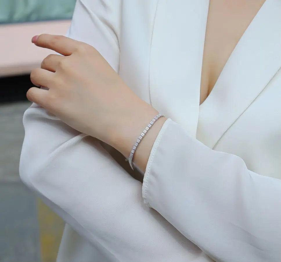 sterling silver jewelry - 925 Silver Bracelet SLM0023B-White-19cm product view 06