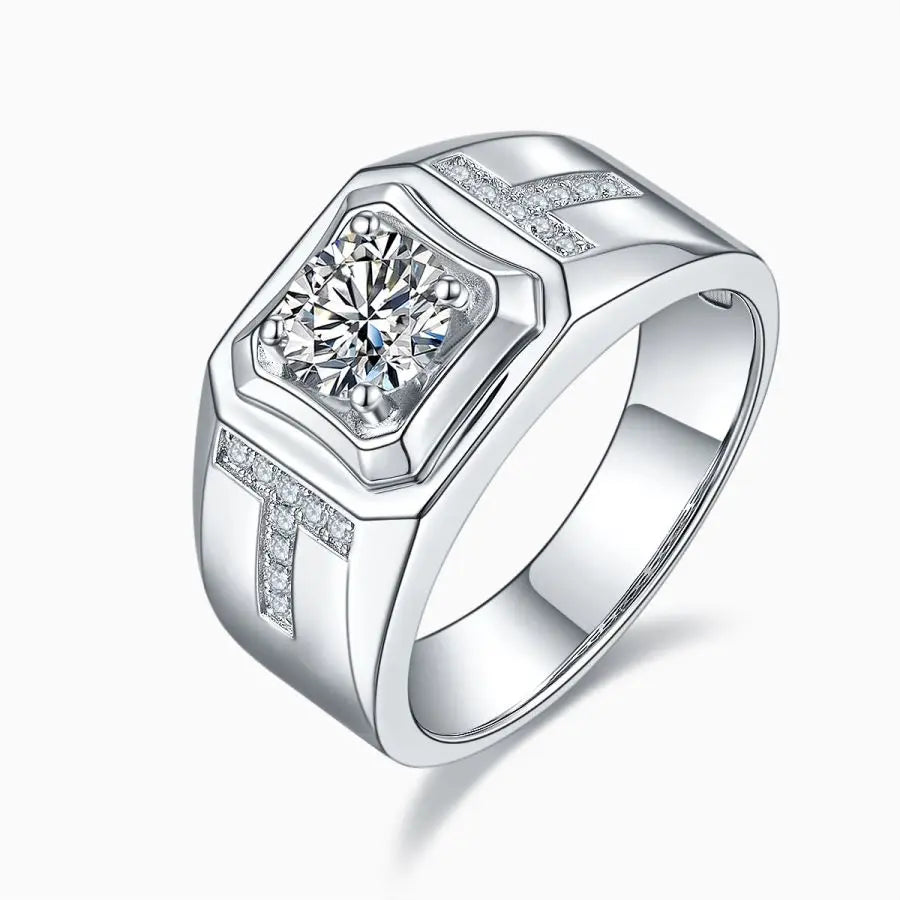 sterling silver jewelry - Silver Ring SLM0089R-White-6 front view