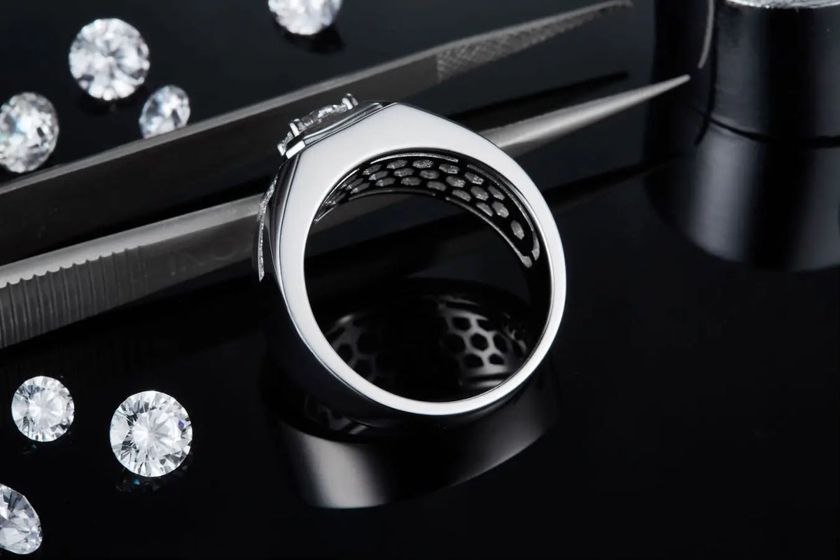 sterling silver jewelry - Silver Ring SLM0089R-White-6 product view 05