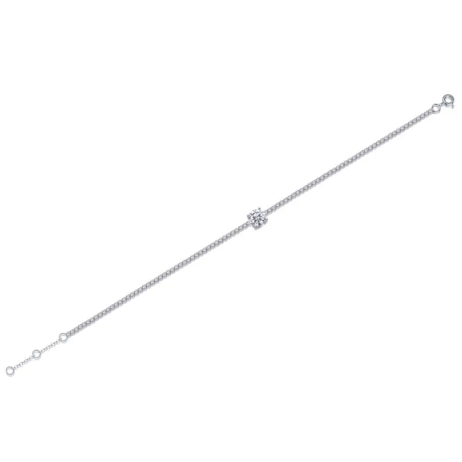 sterling silver jewelry - Silver Bracelet SLM0022B-White-17cm+4cm open view