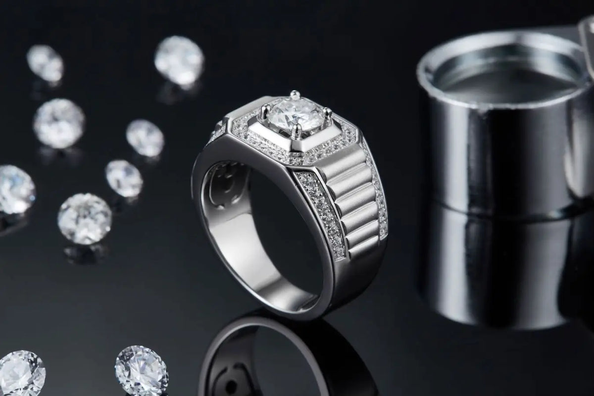 sterling silver jewelry - Silver Ring SLM0087R-White-6 detail view