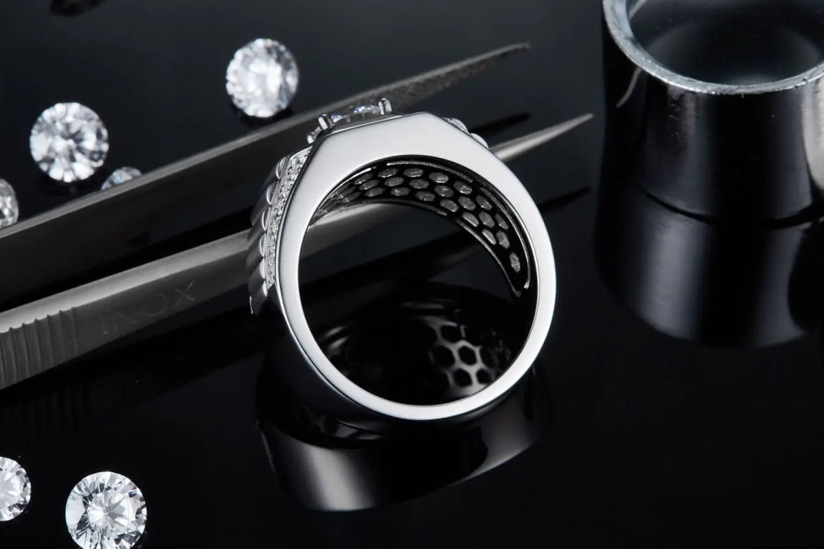 sterling silver jewelry - Silver Ring SLM0087R-White-6 product view 06
