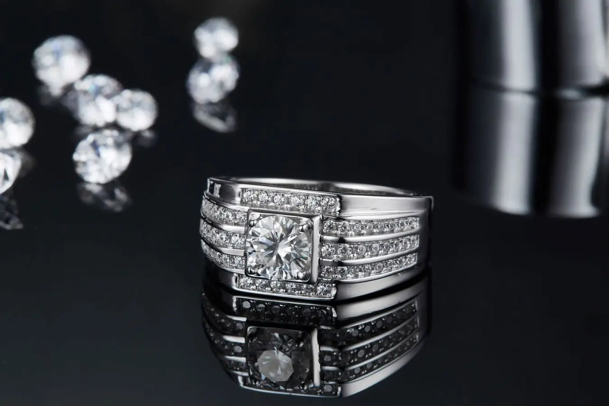 sterling silver jewelry - 925 Silver Ring SLM0083R-White-6 detail view