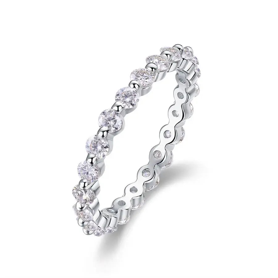 sterling silver jewelry - Silver Ring SLM0116R-White-6 front view