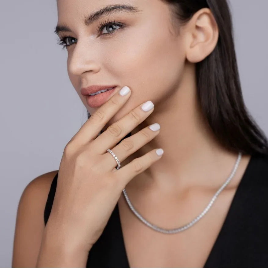 sterling silver jewelry - Silver Ring SLM0116R-White-6 product view 05