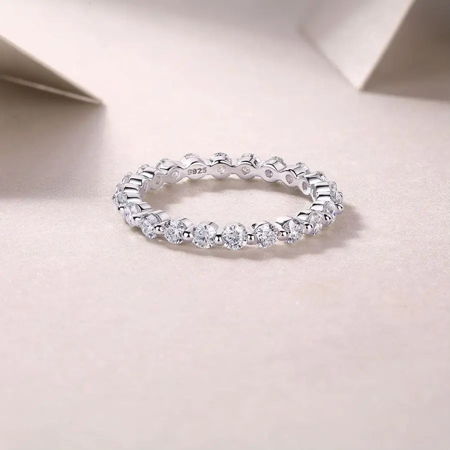 sterling silver jewelry - Silver Ring SLM0116R-White-6 side view