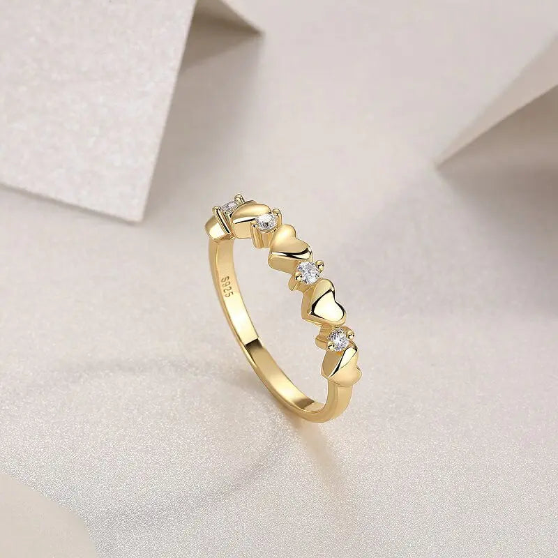 sterling silver jewelry - 925 Silver Gold Ring SLM0124R-Gold-9 side view