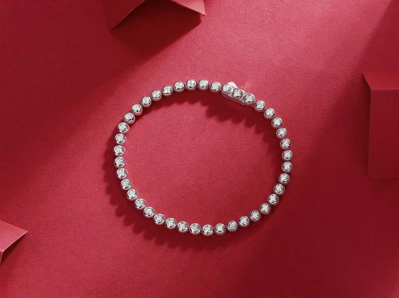 sterling silver jewelry - 925 White Gold Bracelet SLM0024B-White-17cm detail view