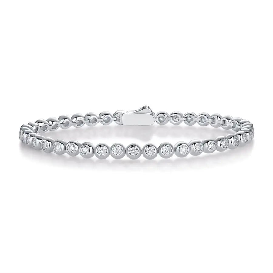 sterling silver jewelry - 925 White Gold Bracelet SLM0024B-White-17cm front view