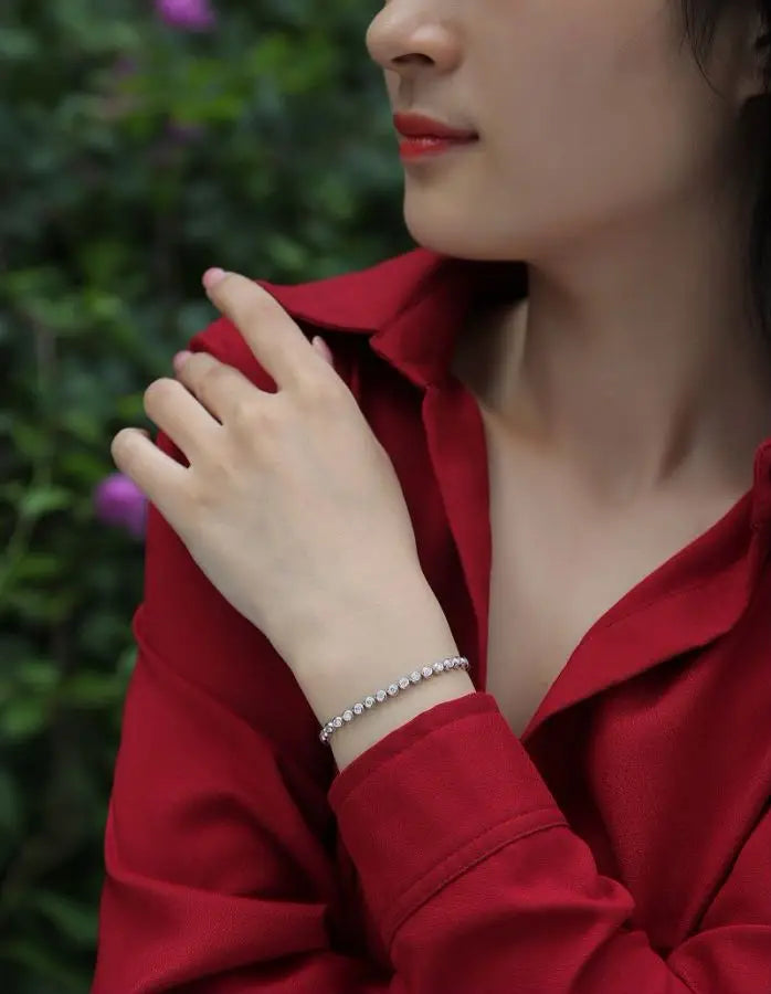 sterling silver jewelry - 925 White Gold Bracelet SLM0024B-White-17cm product view 05