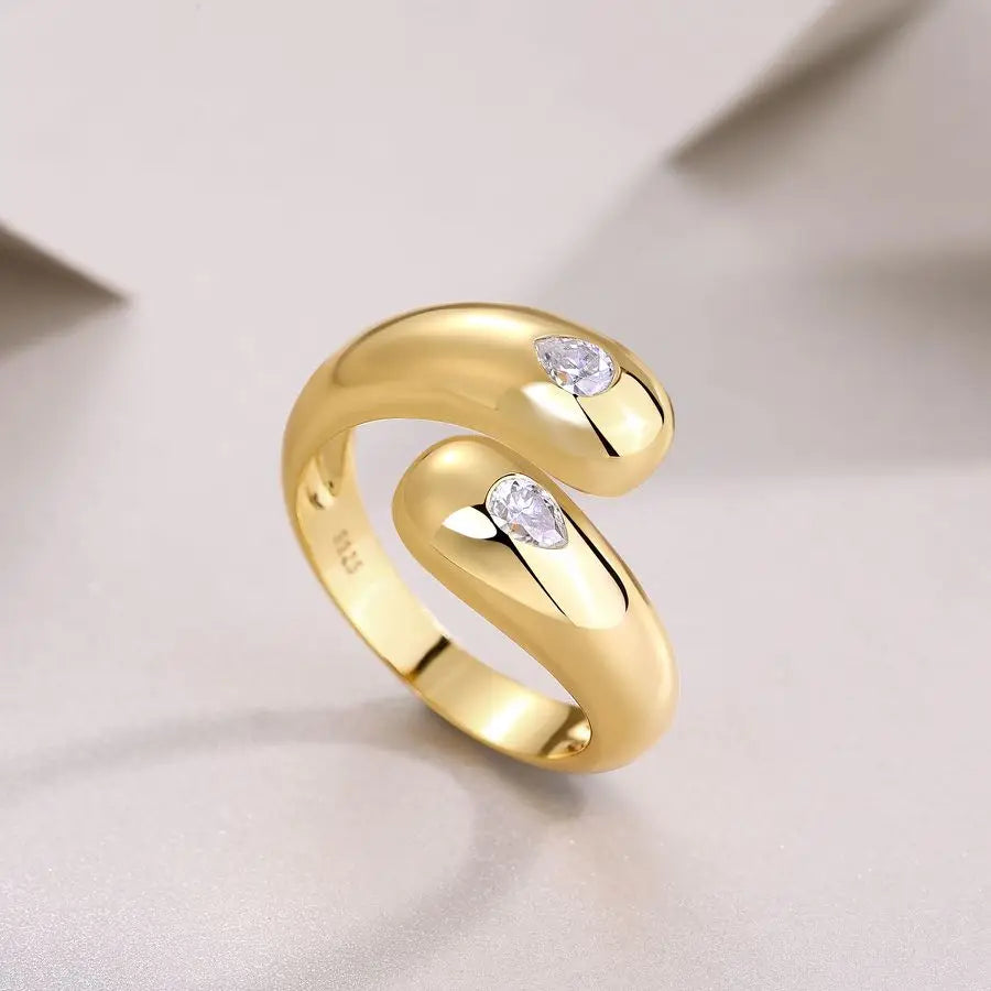 sterling silver jewelry - 3x4mm Silver Gold Ring SLM0045R-Golden-6 side view