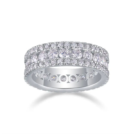 sterling silver jewelry - 100 Silver Ring SLM0095R-White-6 open view