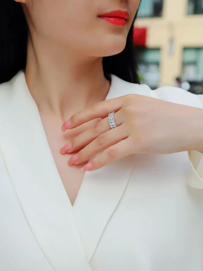 sterling silver jewelry - 100 Silver Ring SLM0095R-White-6 product view 06