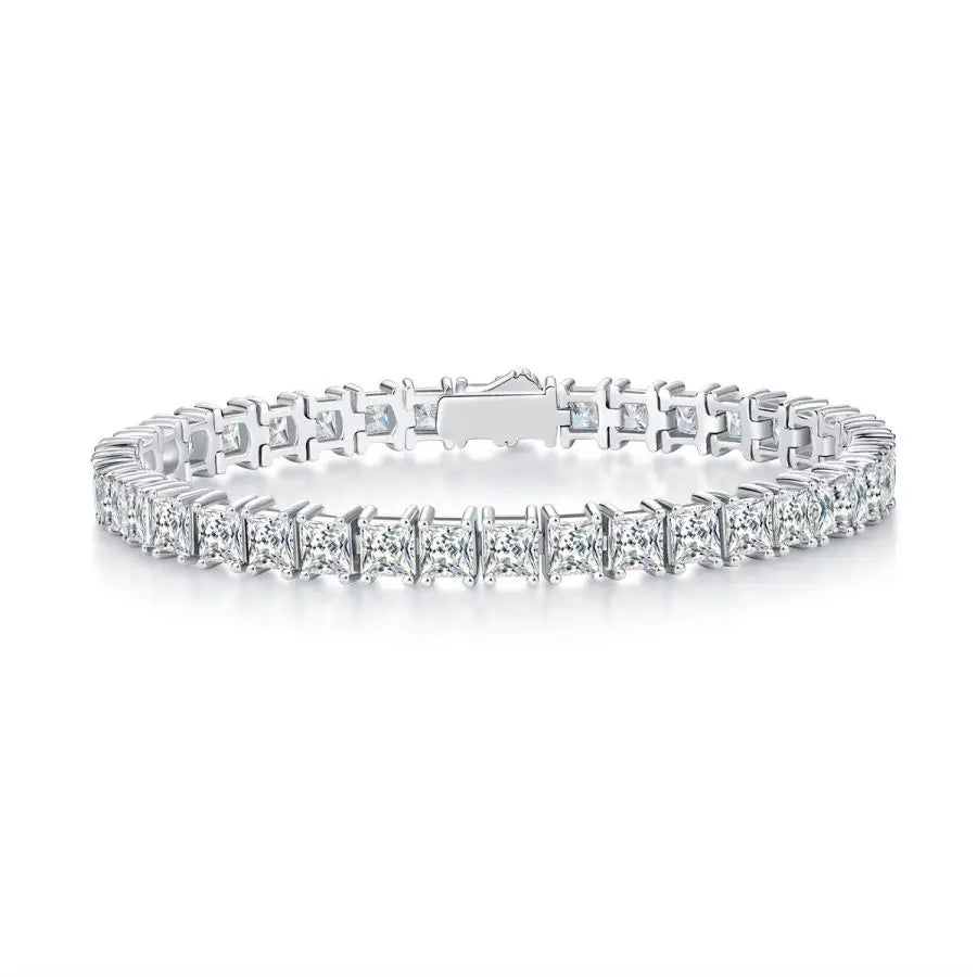 sterling silver jewelry - 925 White Gold Bracelet SLM0018B-White-16.5cm front view