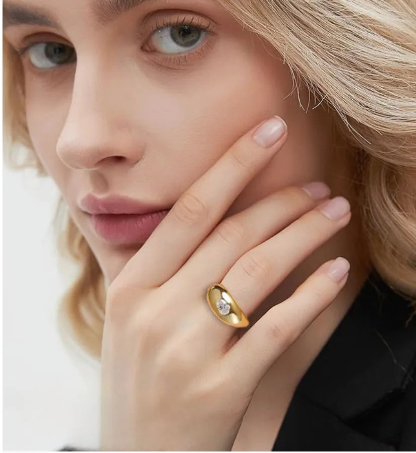sterling silver jewelry - 4x6mm Gold Silver Ring SLM0046R-Golden-6 product view 05