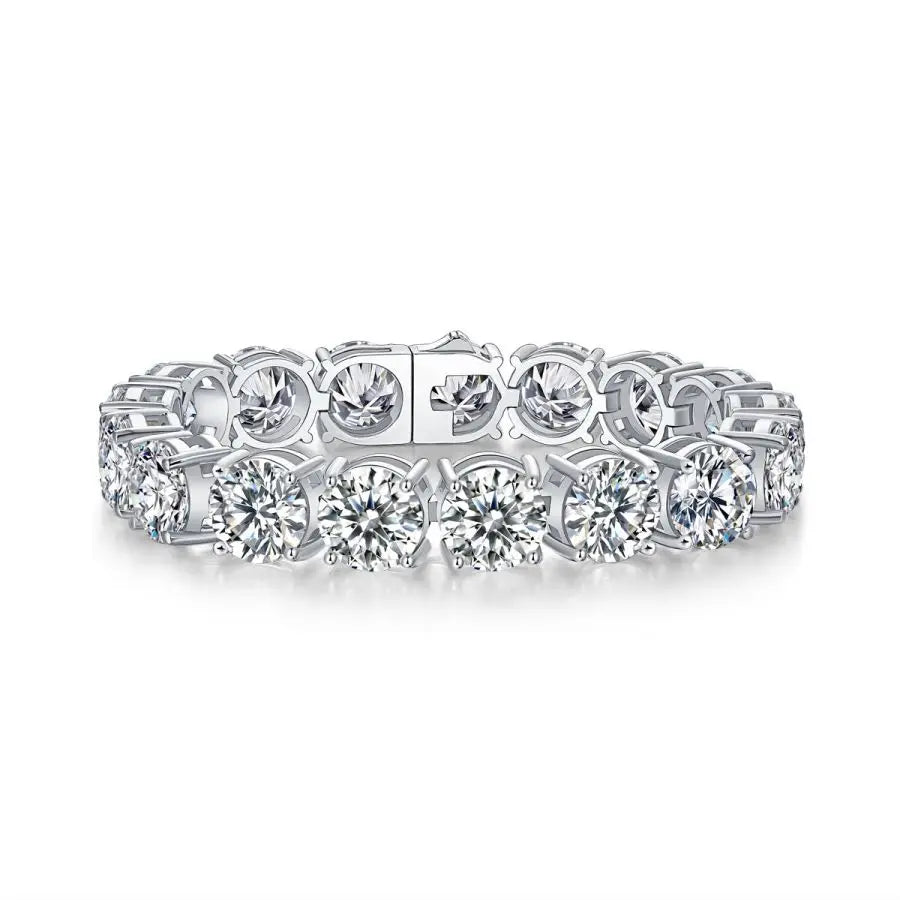 sterling silver jewelry - Bracelet SLM0014B-White-17cm front view