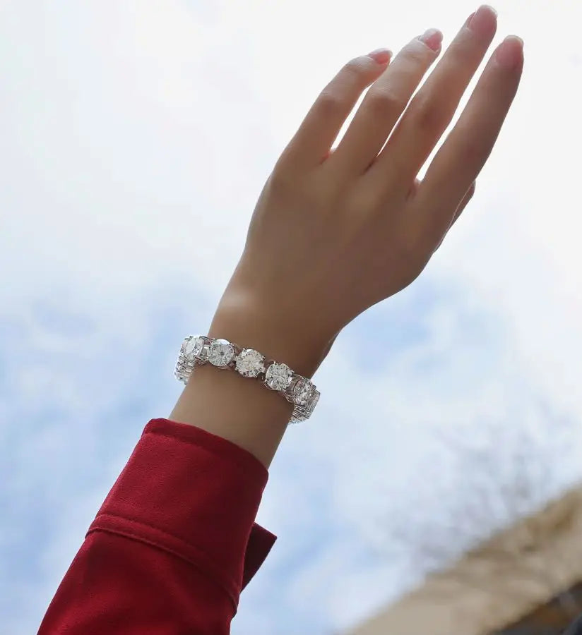 sterling silver jewelry - Bracelet SLM0014B-White-17cm product view 05