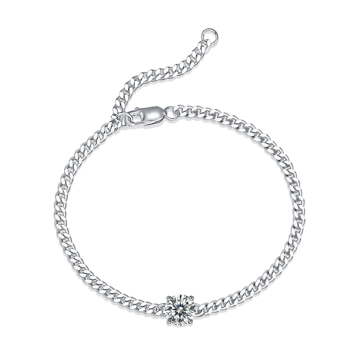 sterling silver jewelry - 925 Silver Bracelet SLM0051B-silver-19cm open view