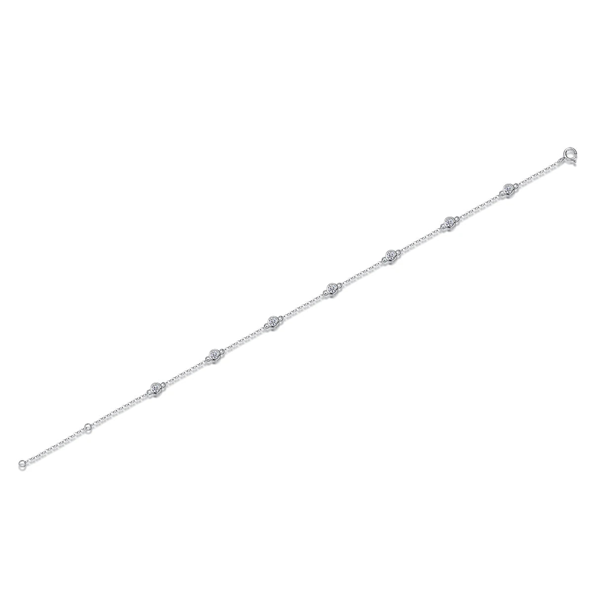 sterling silver jewelry - 925 Silver Bracelet SLM0045B-White-17cm/6.7in detail view