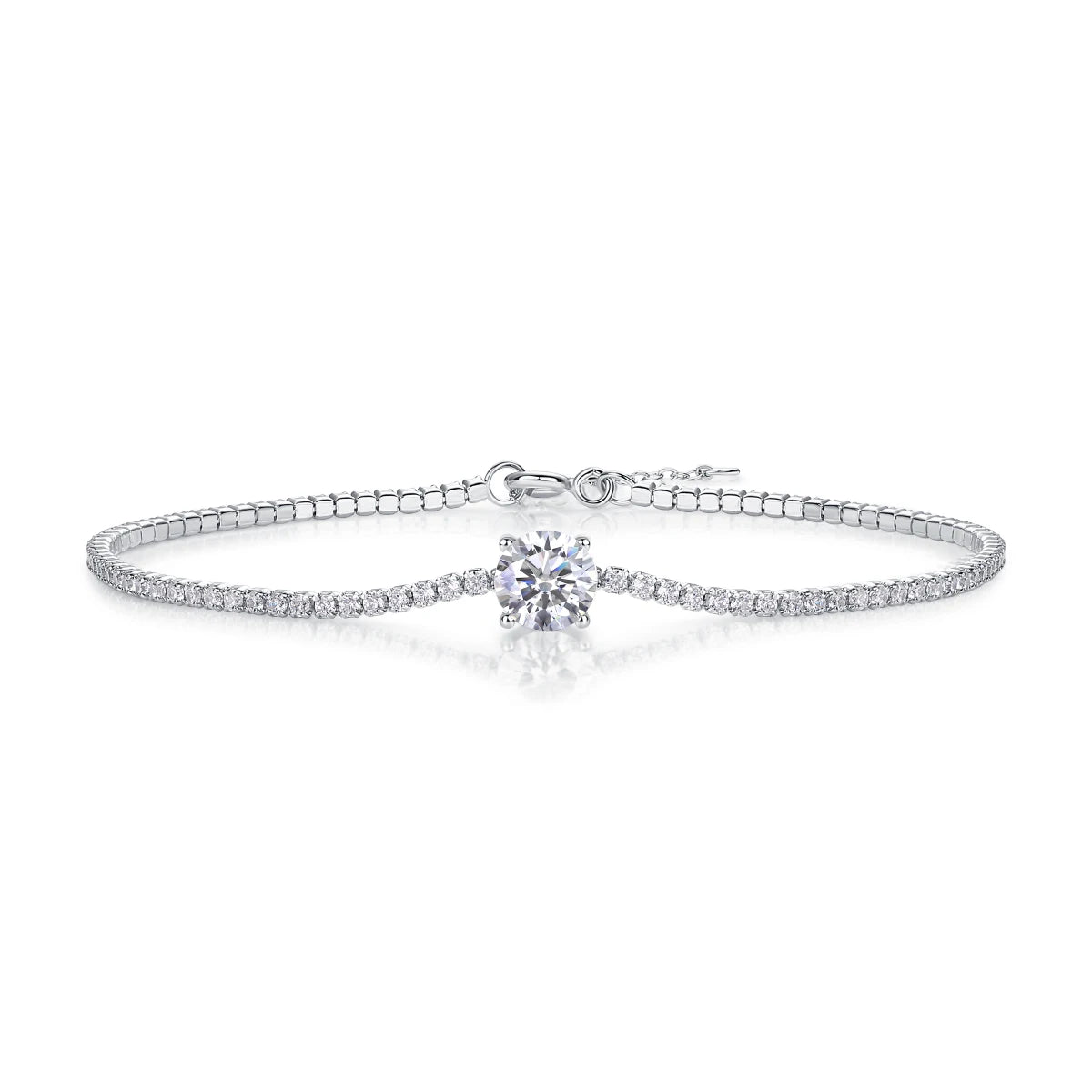 sterling silver jewelry - 925 Silver Gold Bracelet SLM0063B-silver-16.5cm front view