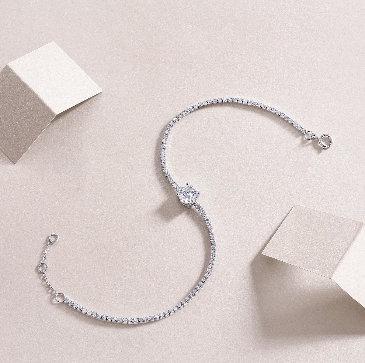 sterling silver jewelry - 925 Silver Gold Bracelet SLM0063B-silver-16.5cm open view