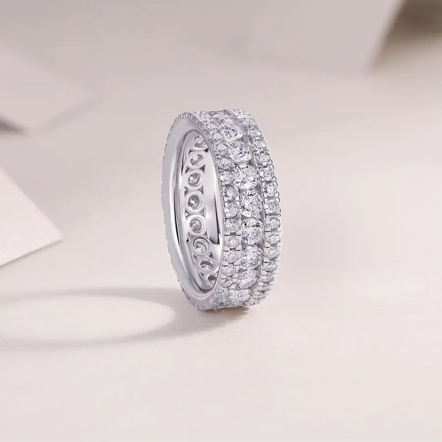 sterling silver jewelry - 925 Silver Ring SLM0106R-White-6 detail view