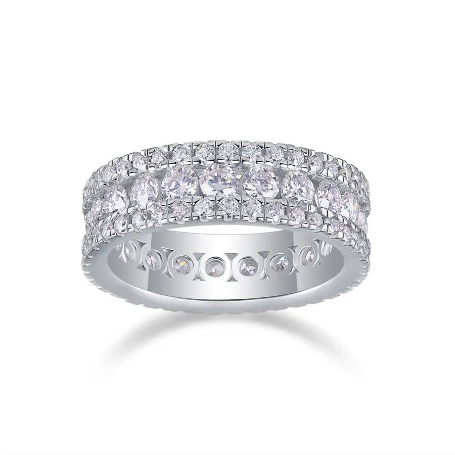 sterling silver jewelry - 925 Silver Ring SLM0106R-White-6 open view