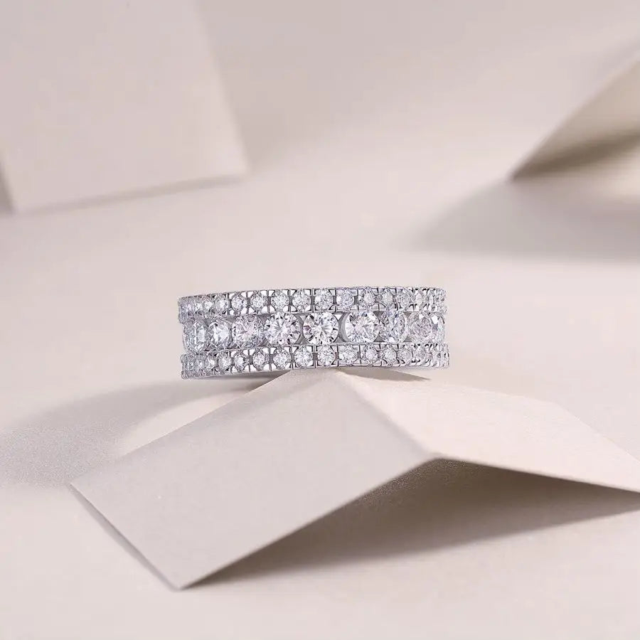 sterling silver jewelry - 925 Silver Ring SLM0106R-White-6 side view