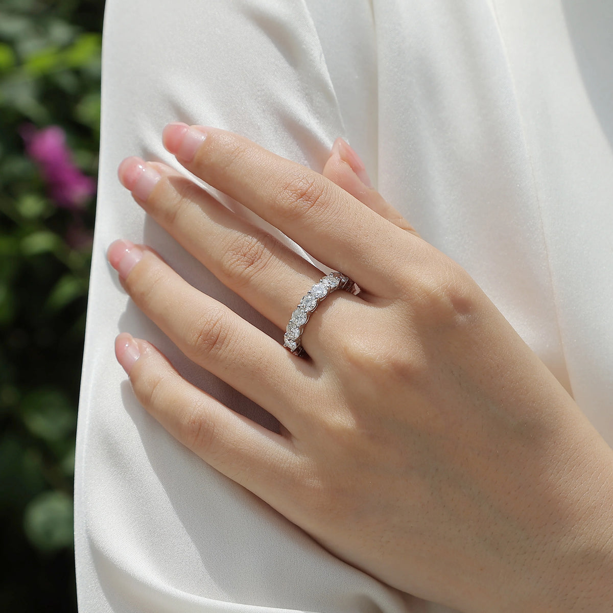 sterling silver jewelry - Silver Ring SLM0190R-White-6 detail view