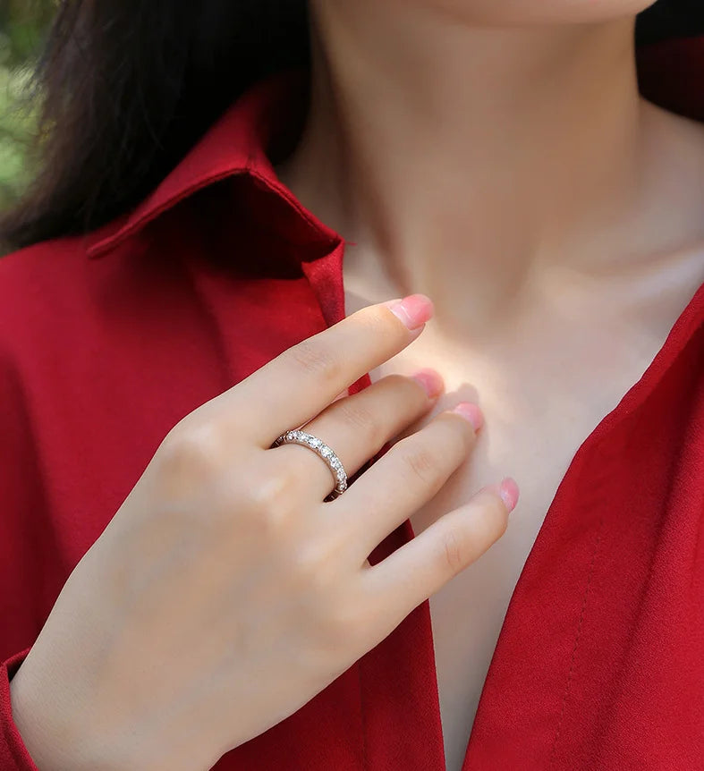 sterling silver jewelry - Silver Ring SLM0189R-White-6 detail view