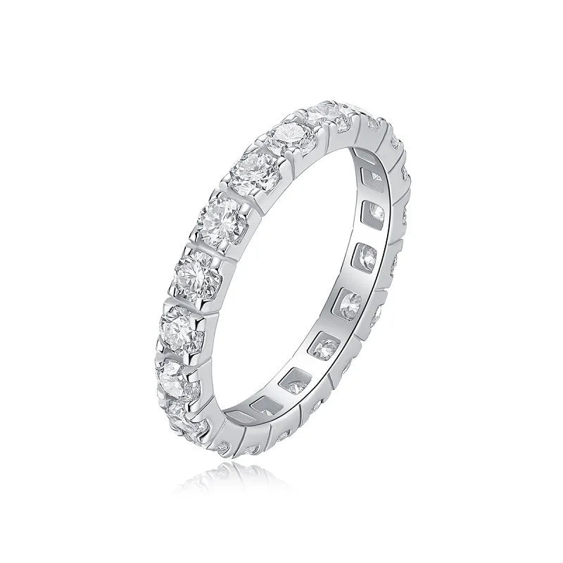 sterling silver jewelry - Silver Ring SLM0189R-White-6 front view