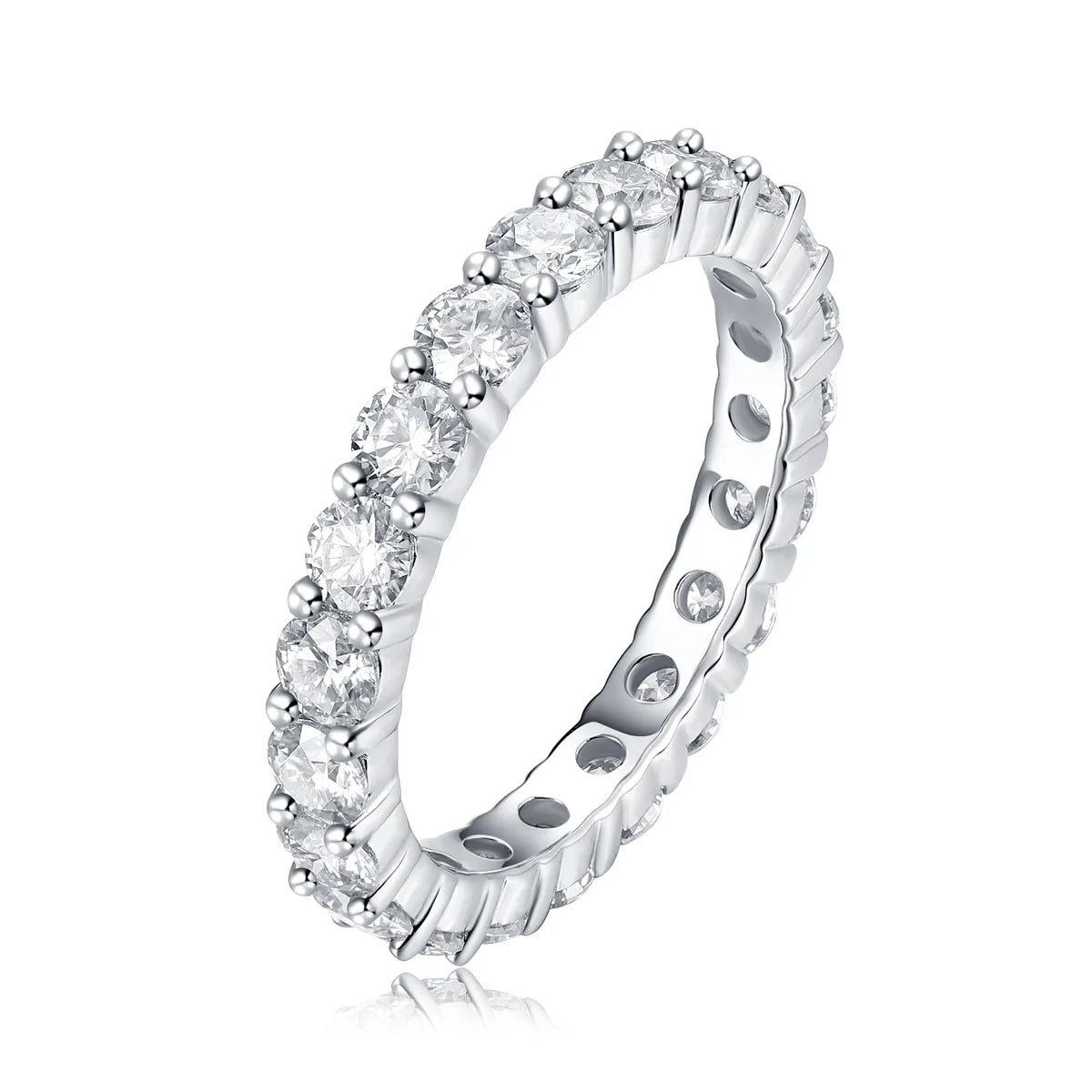 sterling silver jewelry - Silver Ring SLM0188R-White-6 front view