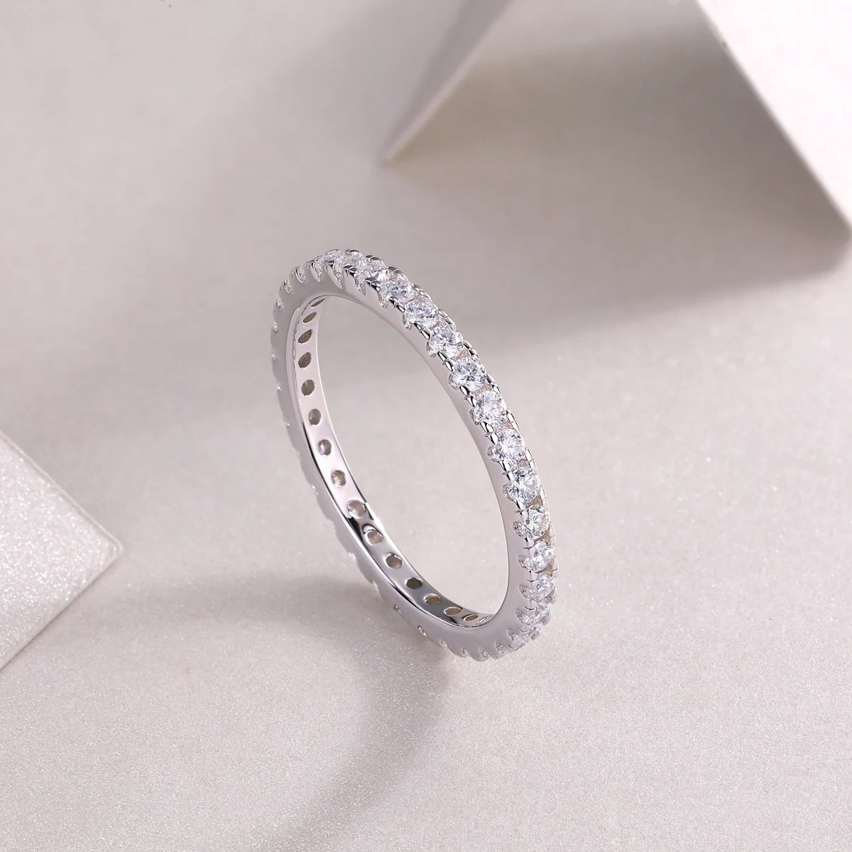 sterling silver jewelry - Silver Ring SLM0172R-White-6 product view 05