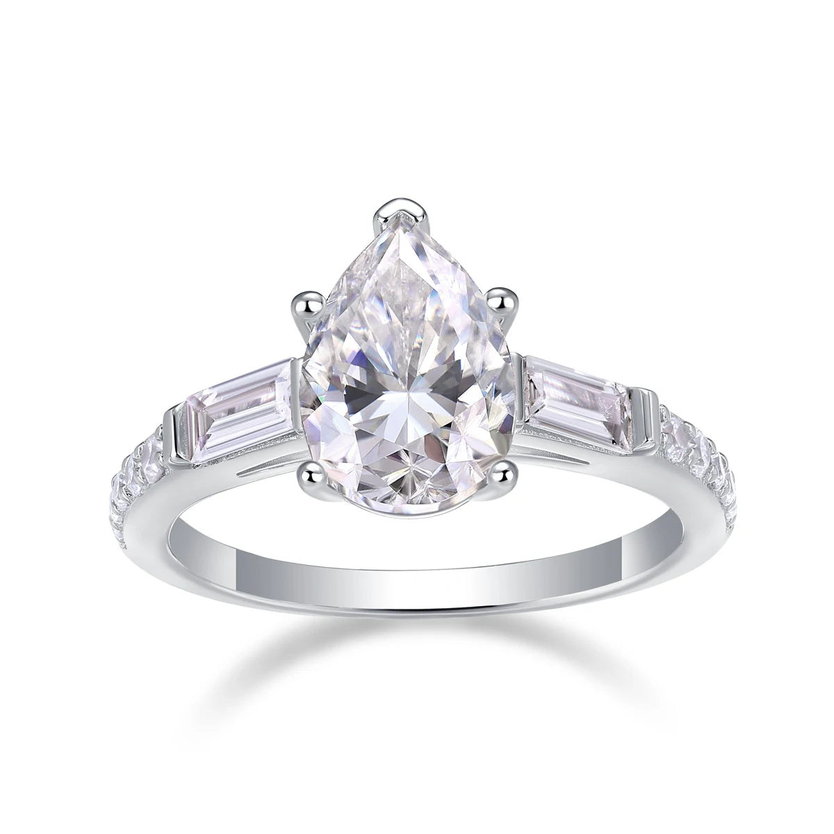 sterling silver jewelry - 13 Silver Ring SLM0171R-White-6 front view