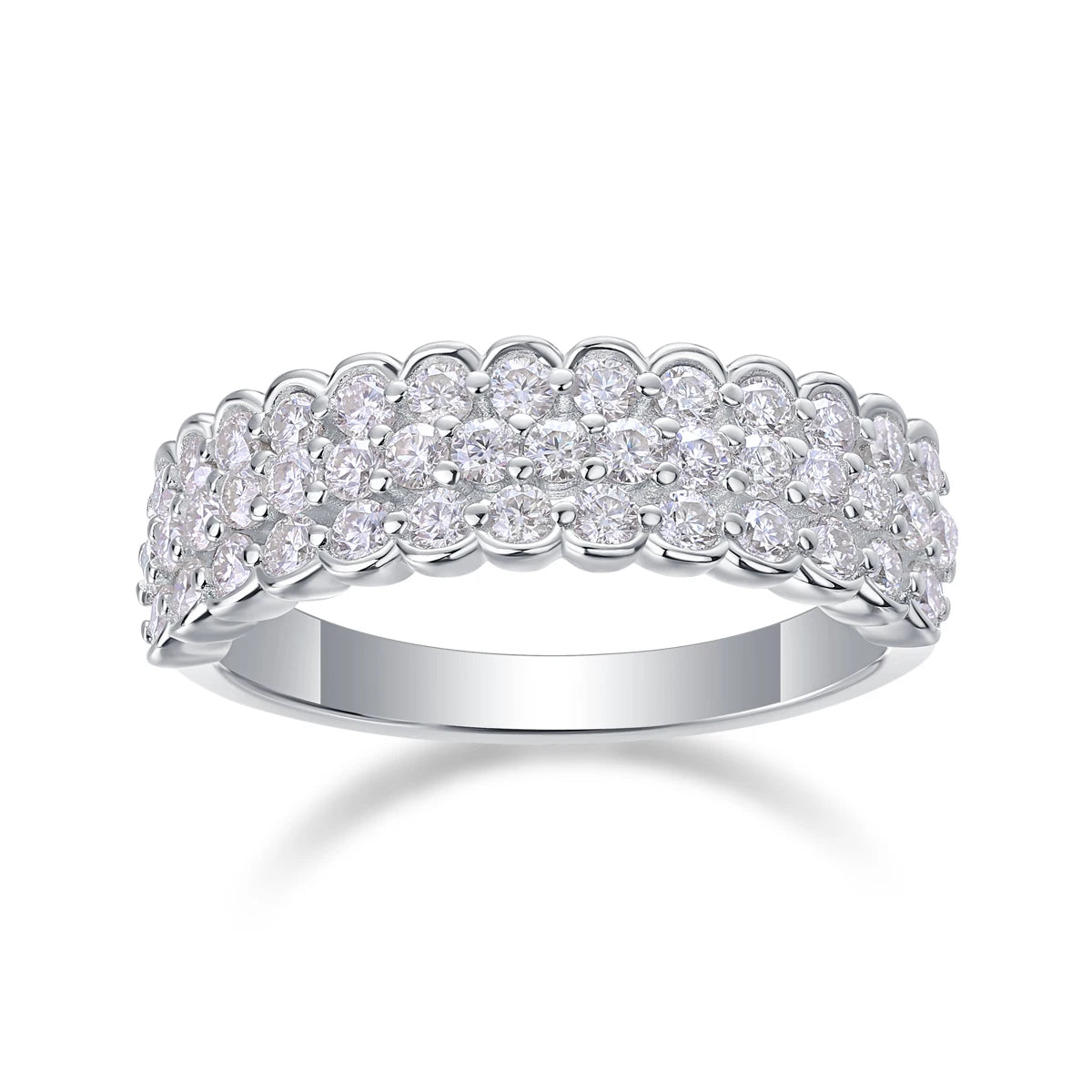 sterling silver jewelry - 28 Silver Ring SLM0156R-White-6 open view