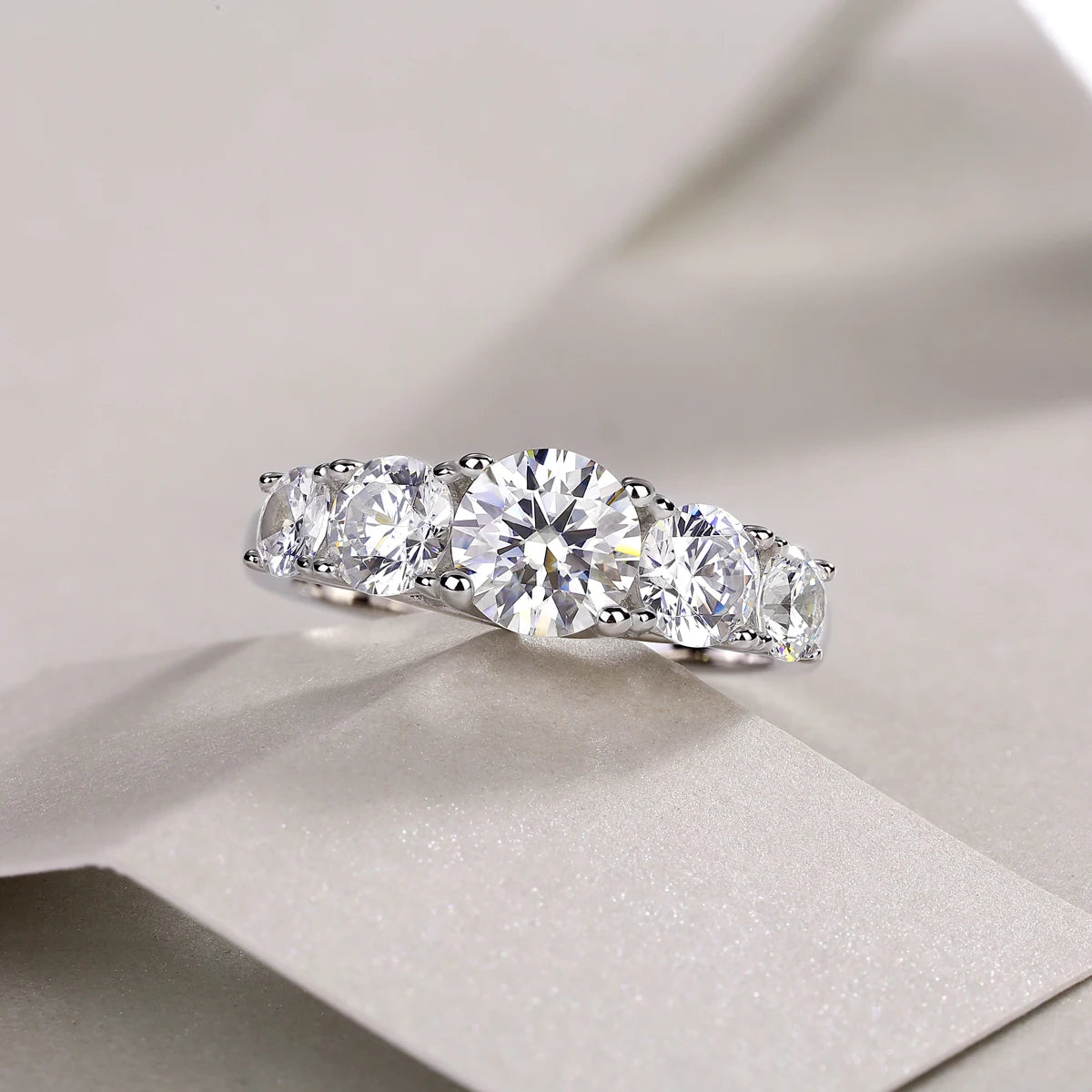 sterling silver jewelry - Silver Ring SLM0185R-White-6 product view 05
