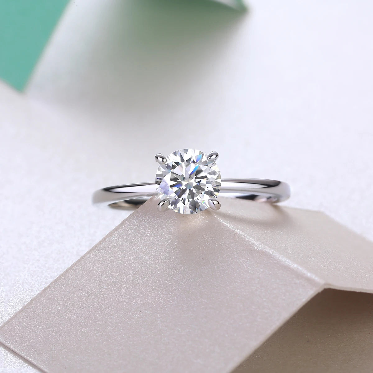 sterling silver jewelry - Silver Ring SLM0181R-White-6 product view 05