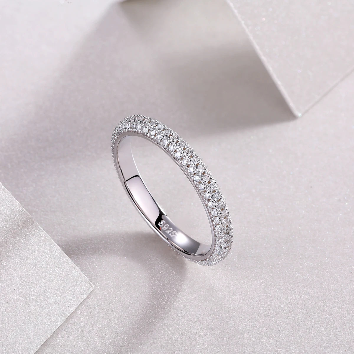 sterling silver jewelry - Silver Ring SLM0180R-White-6 product view 06