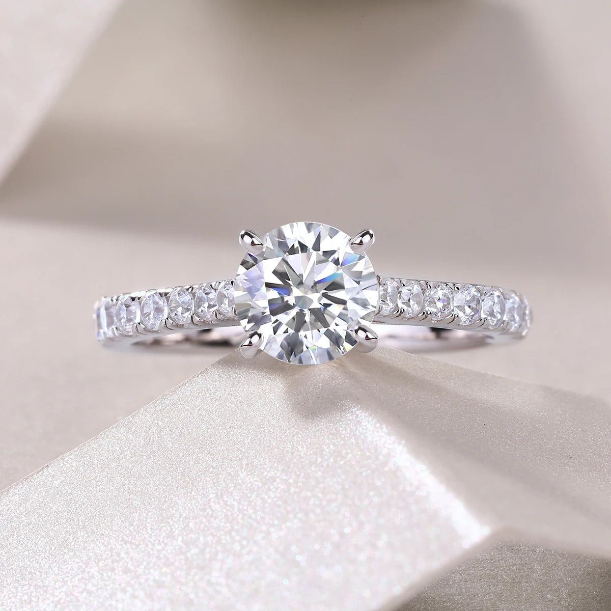 sterling silver jewelry - Silver Ring SLM0177R-White-6 product view 06