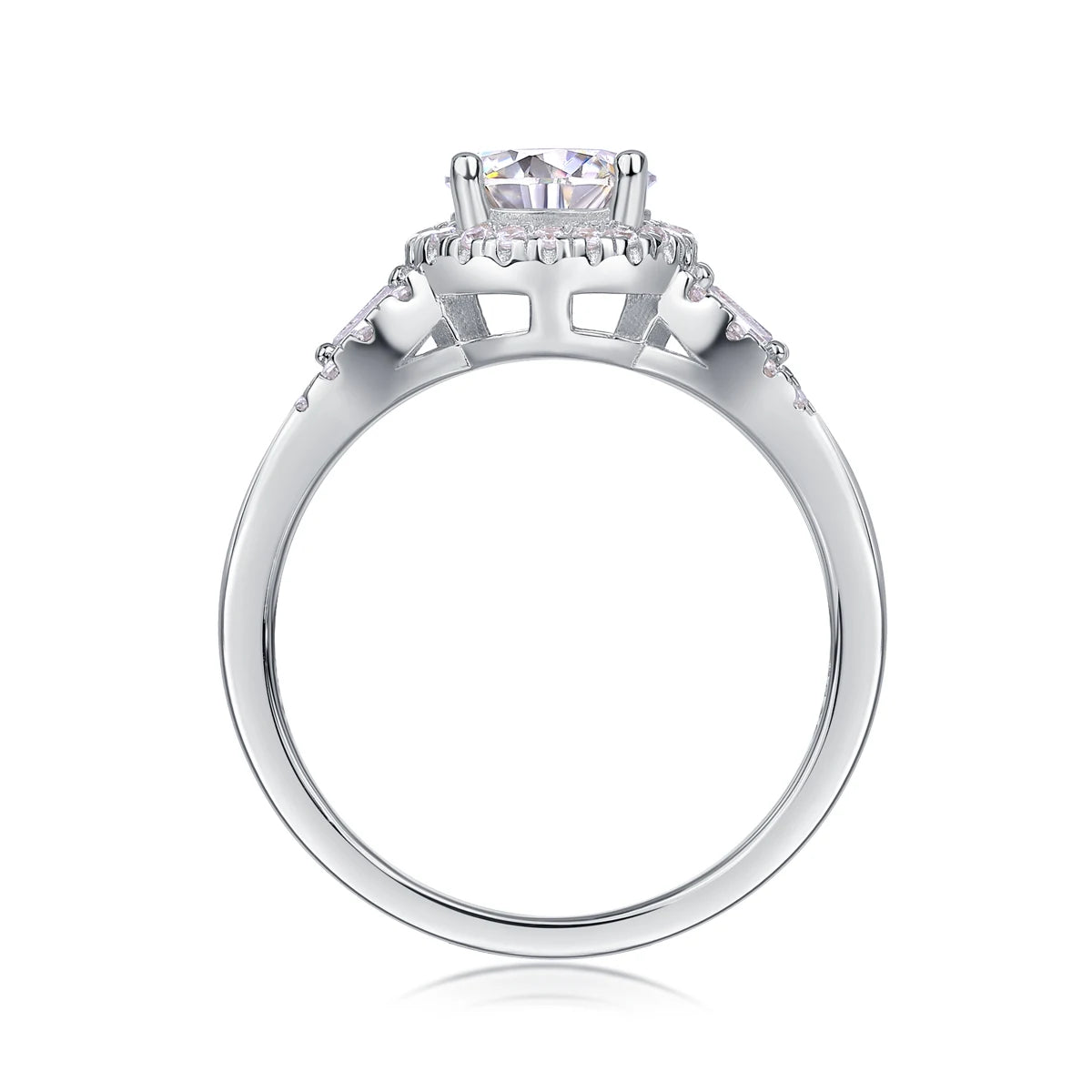 sterling silver jewelry - 11 Silver Ring SLM0174R-White-6 side view