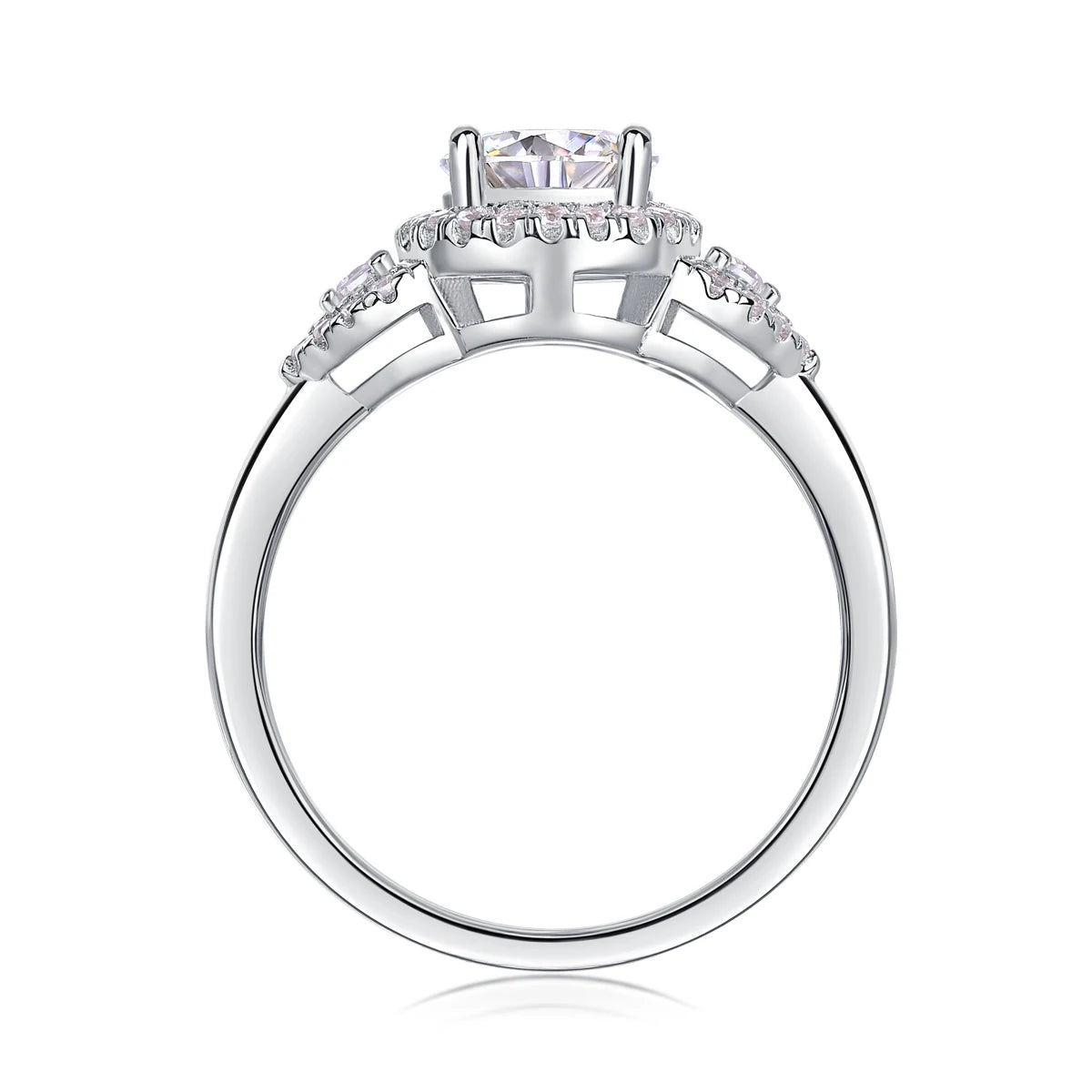 sterling silver jewelry - 14 Silver Ring SLM0170R-White-6 side view